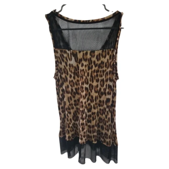 Jennifer Lopez Leopard Print Tank with Black Mesh Detail - Picture 3 of 5